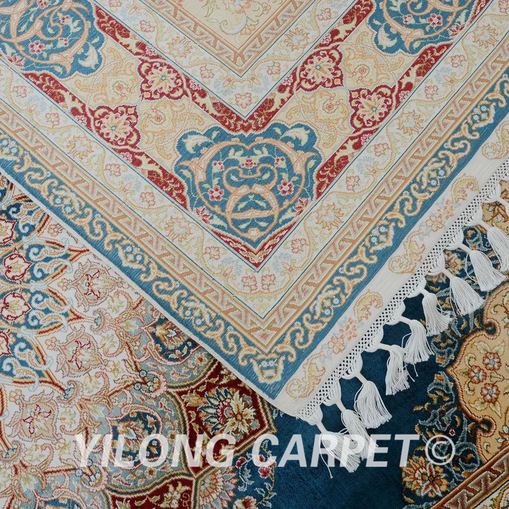 Yilong 5.5'x8.2' Antique hand made persian tabriz carpet dark blue hand knotted qum rug (1698)
Yilong 5.5'x8.2' Antique hand made persian tabriz carpet dark blue hand knotted qum rug (1698)