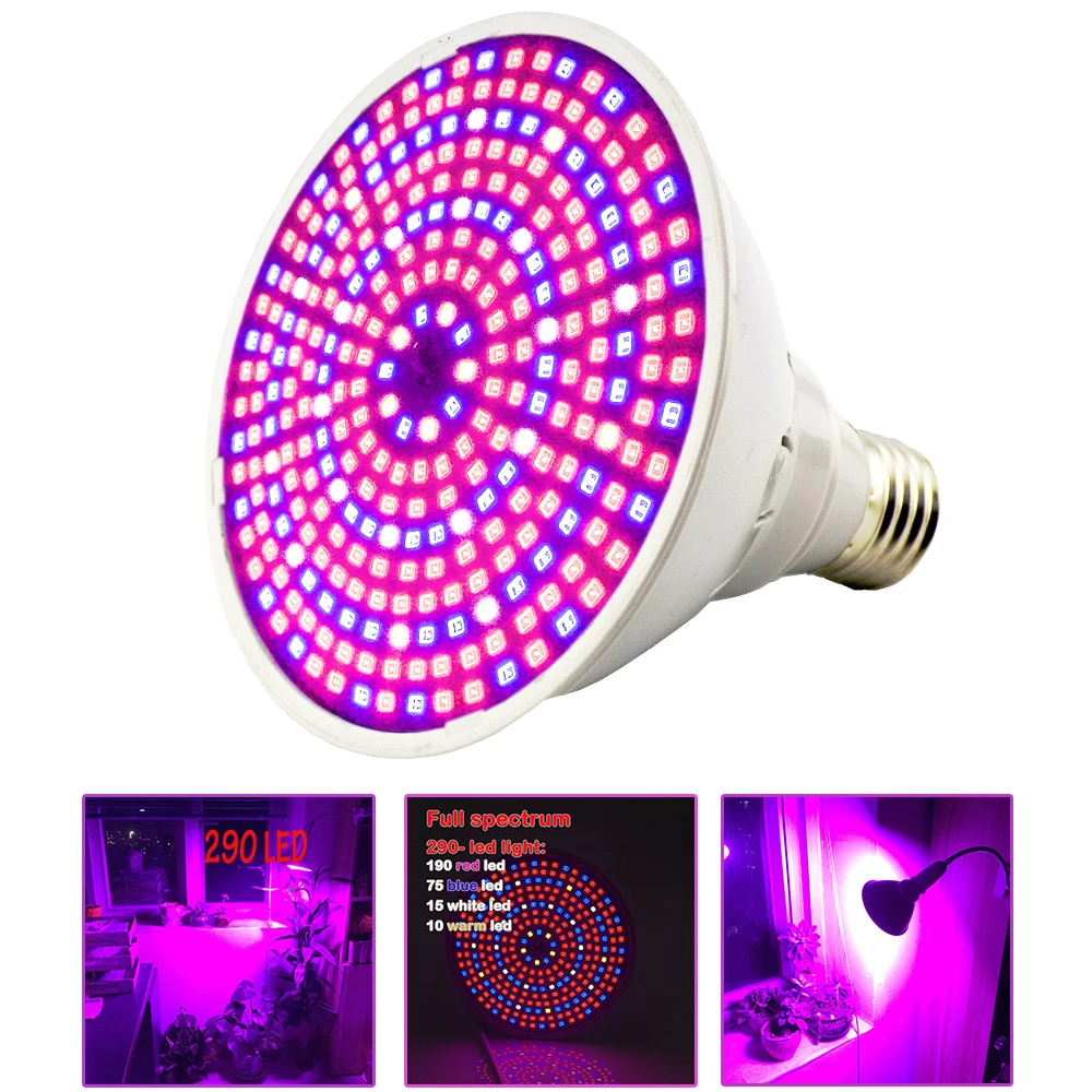290 LED Grow Light E27 Bulb Full Spectrum Indoor room Plant Growing Lamp Hydroponic for Flower Vegetable Plants Lighting
290 LED Grow Light E27 Bulb Full Spectrum Indoor room Plant Growing Lamp Hydroponic for Flower Vegetable Plants Lighting