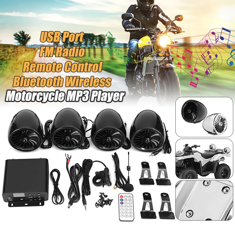 Mofaner 4PSC Мотоцикл ATV Audio1000W 12V LCD bluetooth 4 колонки + усилитель системы Руля