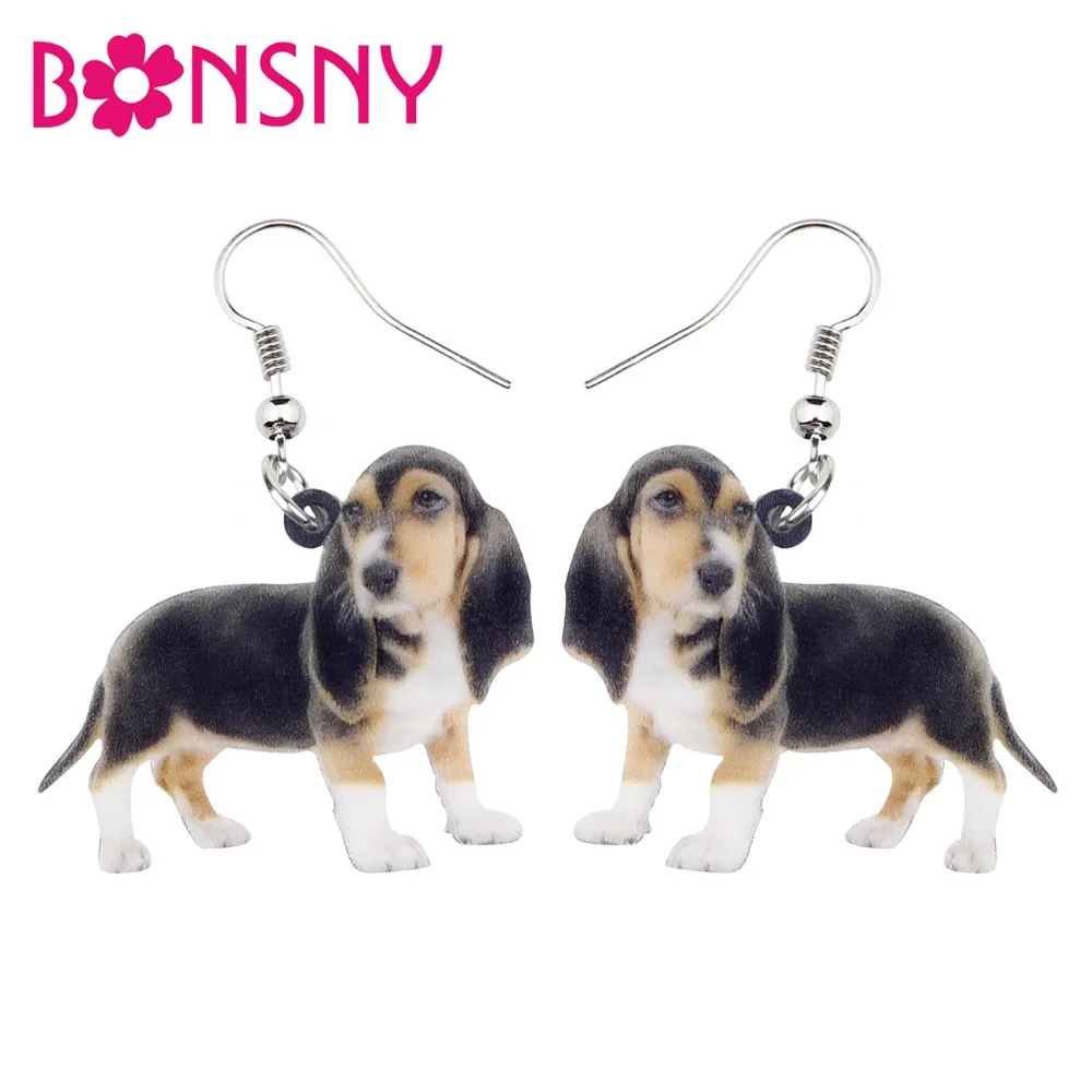 

Bonsny Acrylic Cute Basset Hound Dog Earrings Dangle Drop New Novelty Animal Jewelry For Women Girls Teen Gift Statement Brincos
