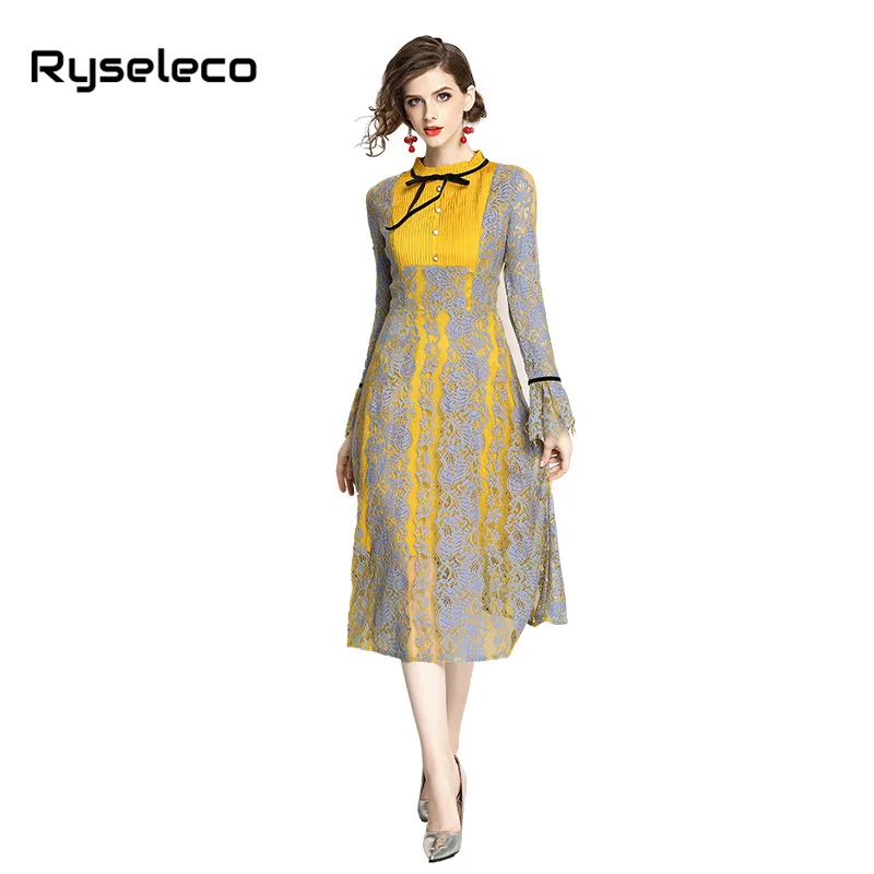 2018 Autumn Midi Lace Dress Women Elegant Chic Quality Pleated Ruffles Patchwork Floral Lace Long Sleeve Evening Party Vestidos
2018 Autumn Midi Lace Dress Women Elegant Chic Quality Pleated Ruffles Patchwork Floral Lace Long Sleeve Evening Party Vestidos