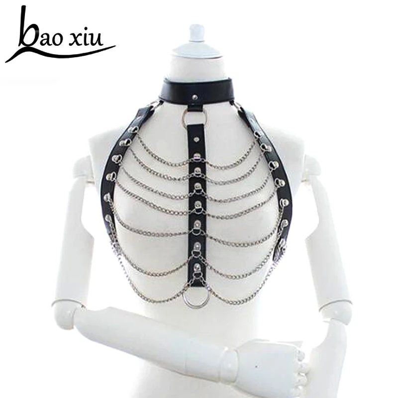 New Unisex Punk tassel Leather Harness Metal Chain Bustier Corset Sculpting Chest Belts Suspenders Braces Pants accessories
New Unisex Punk tassel Leather Harness Metal Chain Bustier Corset Sculpting Chest Belts Suspenders Braces Pants accessories