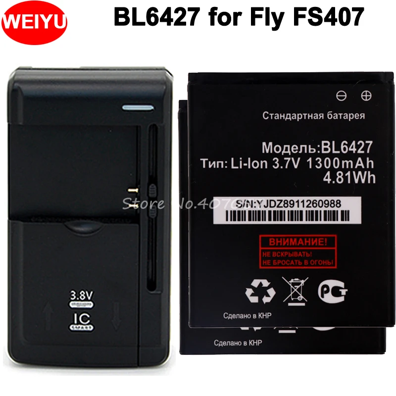2 pcs BL6427 Battery For Fly FS407 STRATUS 6 Accumulator 1300mAh+Universal Charger
2 pcs BL6427 Battery For Fly FS407 STRATUS 6 Accumulator 1300mAh+Universal Charger