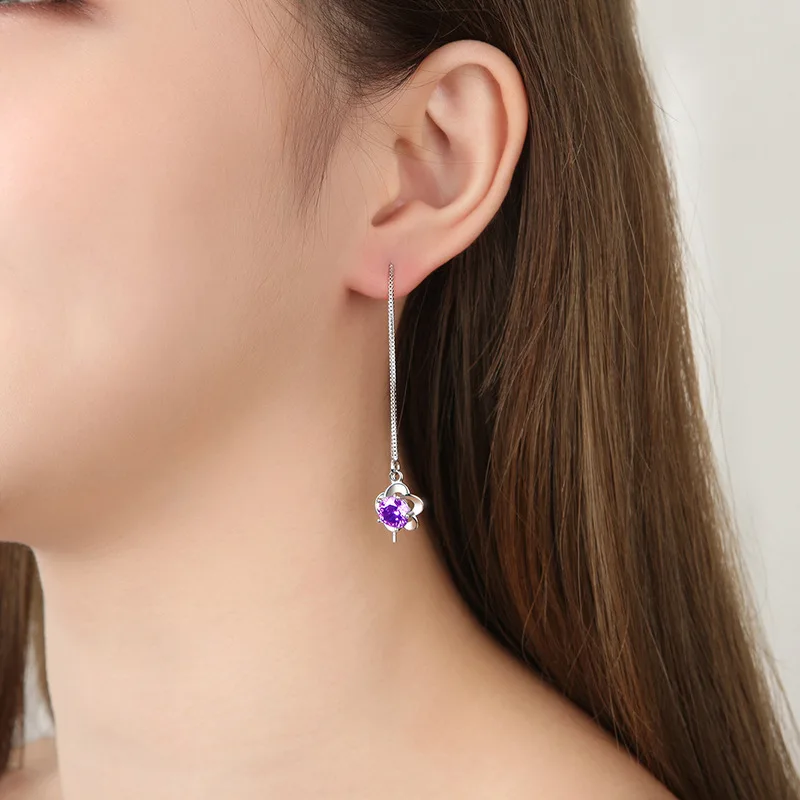 Everoyal Fashion 925 Sterling Silver Earrings For Women Accessories Charm Crystal Purple Flower Earrings Female Tassel Jewelry
Everoyal Fashion 925 Sterling Silver Earrings For Women Accessories Charm Crystal Purple Flower Earrings Female Tassel Jewelry