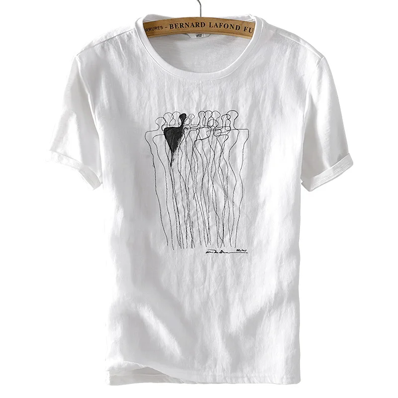 New summer men's linen t-shirt loose casual cotton t shirt men short sleeve stitching white tshirt mens brand flax t shirts male
New summer men's linen t-shirt loose casual cotton t shirt men short sleeve stitching white tshirt mens brand flax t shirts male