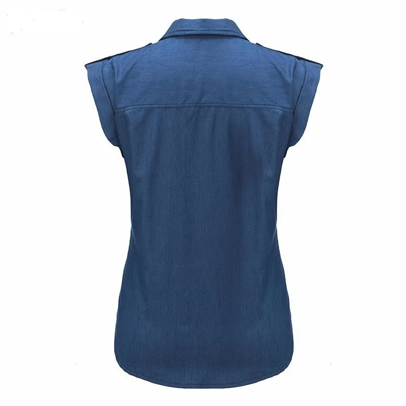 Summer Women Fashion Vintage Buttons Pockets Blouses Sexy Sleeveless Jeans Denim Blue Shirts Female Casual Blusas Tops
Summer Women Fashion Vintage Buttons Pockets Blouses Sexy Sleeveless Jeans Denim Blue Shirts Female Casual Blusas Tops