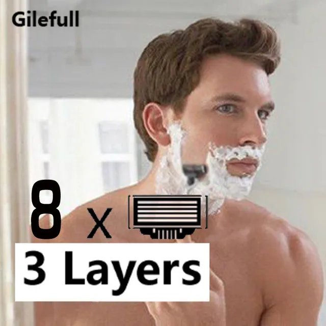 

8 шт./лот мужские бритвенные лезвия для мужчин бритвенные 3-слойные кассеты для бритья для mache 3
