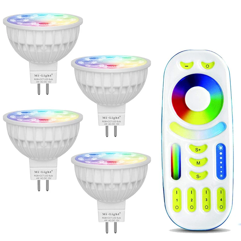 Mi-light MR16 4 Вт Светодиодная лампа с регулируемой яркостью RGBW/WW светодиодный