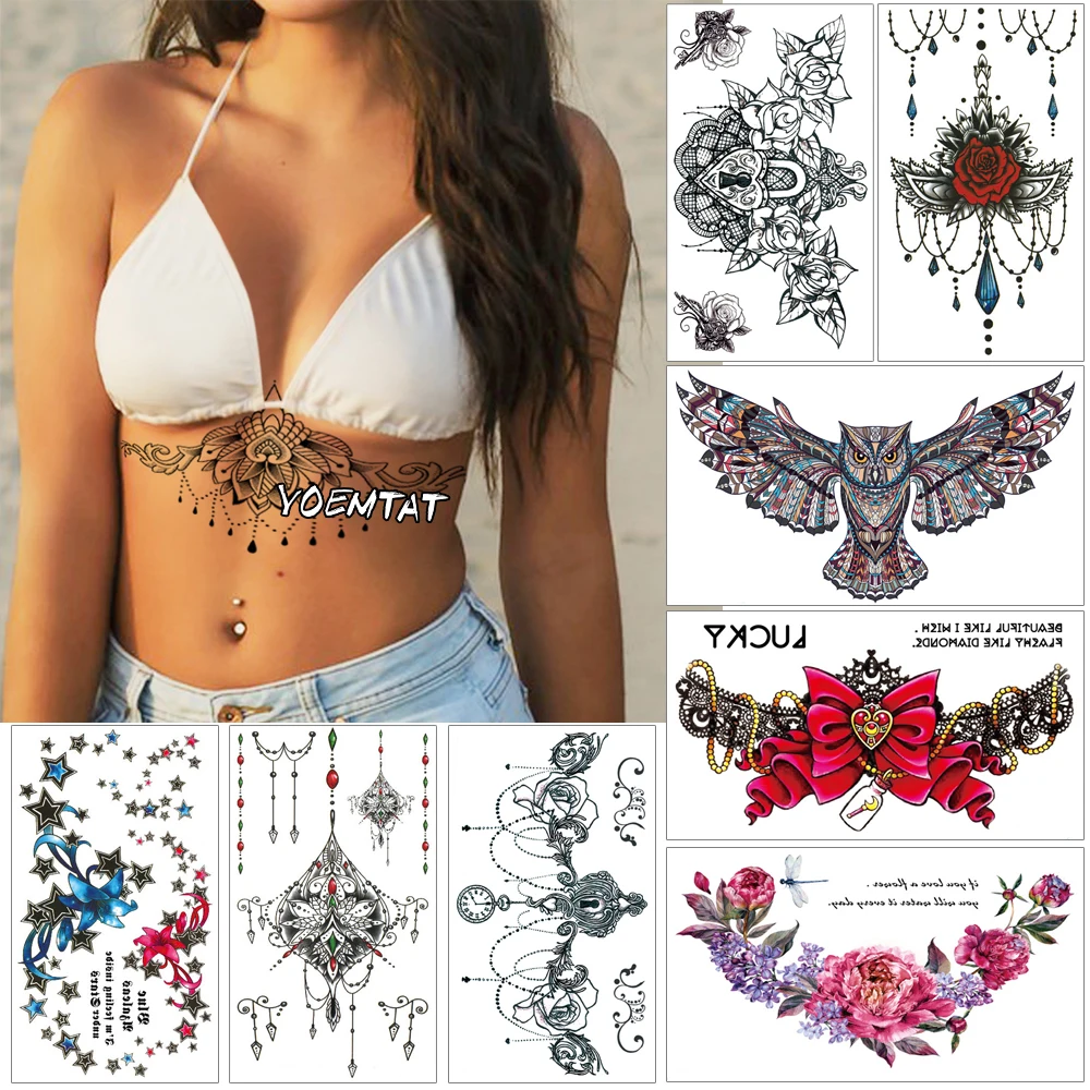 20 Designs 1 Sheet Chest Body Tattoo Temporary Waterproof Jewelry Lace Decal Waist Art Tattoo Sticker for Women
20 Designs 1 Sheet Chest Body Tattoo Temporary Waterproof Jewelry Lace Decal Waist Art Tattoo Sticker for Women