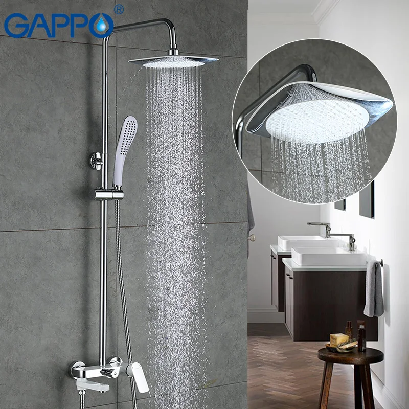 

GAPPO Top Quality bath shower faucets set Bathroom mixer shower bathtub rainfall shower set in slide bar big shower head GA2448