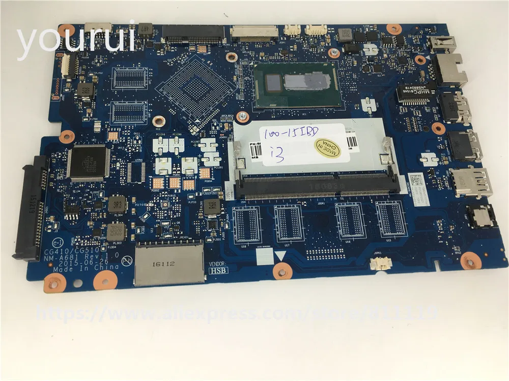 yourui For Lenovo Ideapad 100-15IBD CG410/CG510 laptop motherboard NM-A681 With i3-5005u CPU 100% Tested working dood
yourui For Lenovo Ideapad 100-15IBD CG410/CG510 laptop motherboard NM-A681 With i3-5005u CPU 100% Tested working dood