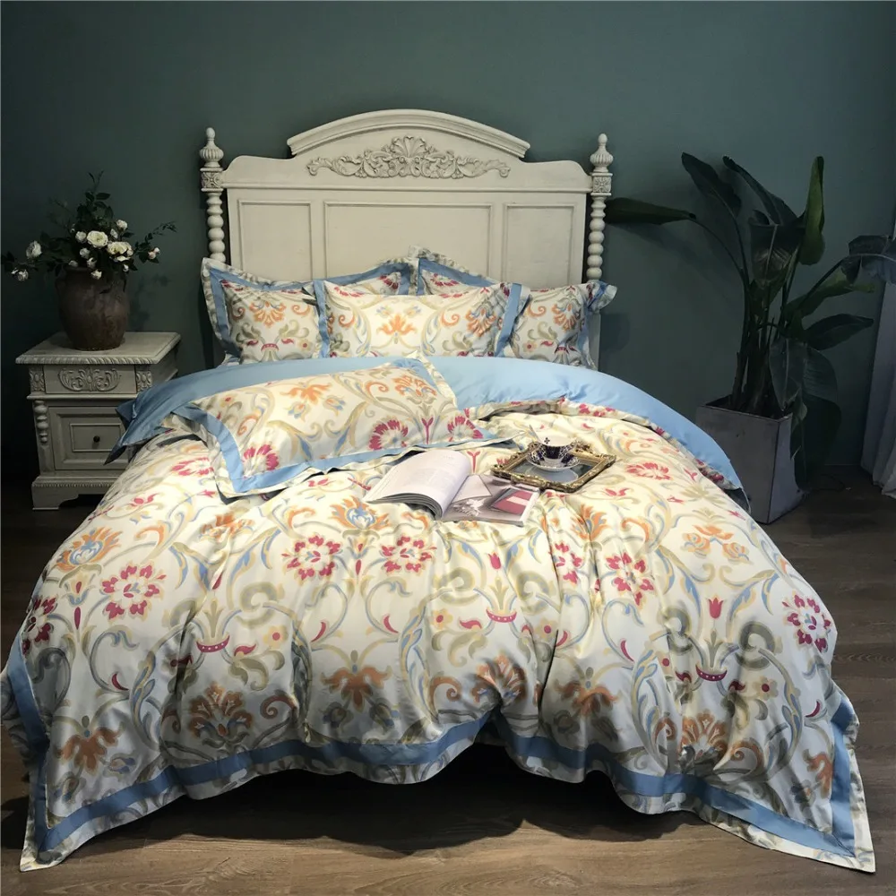 Perfect Blue Flower printed Egyptian cotton Bedding sets Queen King Pastoral Duvet cover Bed sheet set Pillowcases 4pcs 14 color
Perfect Blue Flower printed Egyptian cotton Bedding sets Queen King Pastoral Duvet cover Bed sheet set Pillowcases 4pcs 14 color