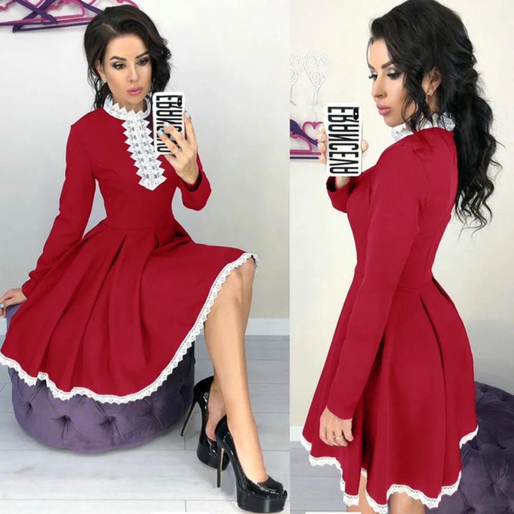 2018 Autumn Winter New Style Women Long Sleeve Patchwork Lace Dress Fall Fashion Casual Crochet Lace A-Line Mini Dresses
2018 Autumn Winter New Style Women Long Sleeve Patchwork Lace Dress Fall Fashion Casual Crochet Lace A-Line Mini Dresses