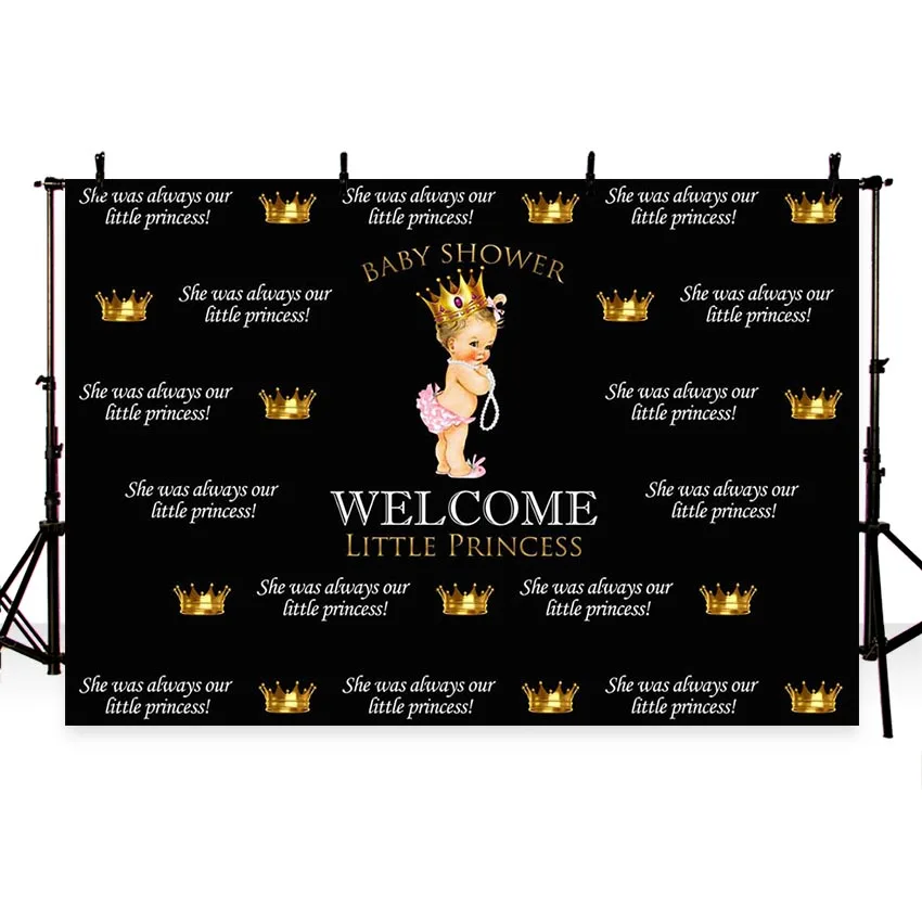 Black Photography Background Baby Shower 7x5ft Gold Crown Lovely Baby Backdrops for Party Personalized Text Photographic Props
Black Photography Background Baby Shower 7x5ft Gold Crown Lovely Baby Backdrops for Party Personalized Text Photographic Props