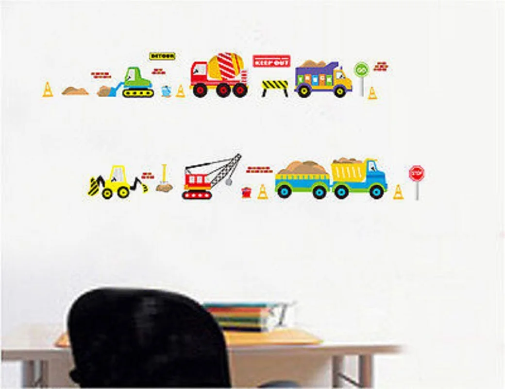 50x70cm DIGGER Wall Decals Construction Trucks Tractor Room Decor Art stickers Colorful For Kids Rooms Brand New | Дом и сад