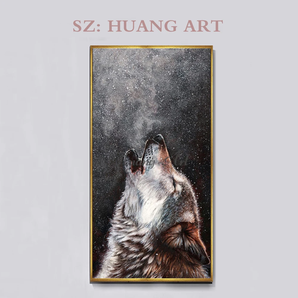 Hand-painted oil painting Wolf Howling night wolf animal impression Painting modern simple hanging paintings Decorative painting
Hand-painted oil painting Wolf Howling night wolf animal impression Painting modern simple hanging paintings Decorative painting