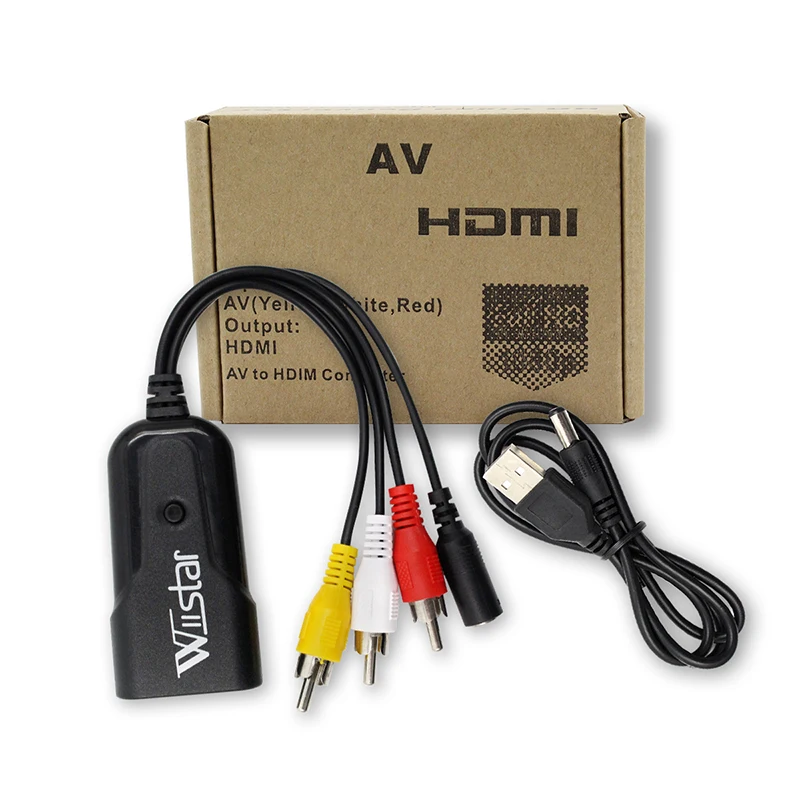 Композитный мини преобразователь видео 1080P AV RCA в HDMI адаптер Full HD 720/1080p UP Scaler AV2HDMI