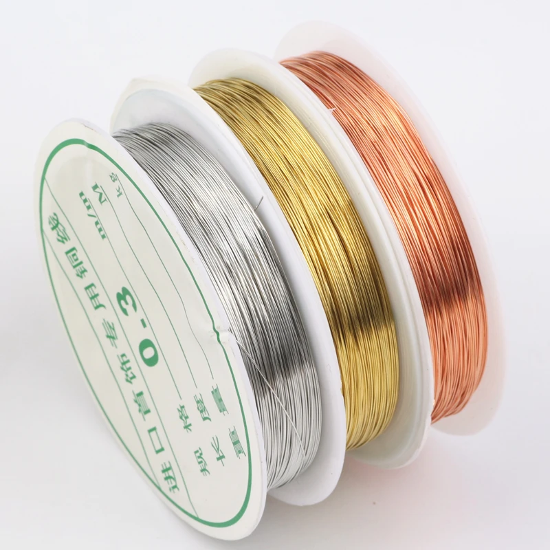 

0.3MM 20Metre/Roll 3Roll/lots Mixed Color Copper Wires Beading Wire DIY Jewelry Findings Brass Ropes Cords
