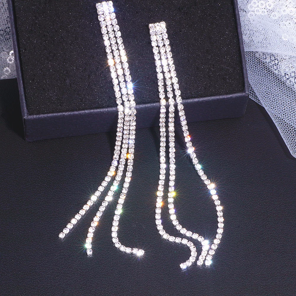 Trendy Long Tassel Drop Earrings for Women Bijoux Korean Style Shiny Crystal Dangle Earring Weddings Party Fashion Jewelry Gifts
Trendy Long Tassel Drop Earrings for Women Bijoux Korean Style Shiny Crystal Dangle Earring Weddings Party Fashion Jewelry Gifts