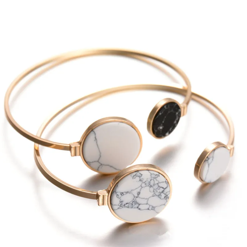 H:HYDE 2017 New Brand White Black Faux Marble Stone Round Geometric Bangle Gold Circle Cuff Bangle Bracelet For Women Bijoux
H:HYDE 2017 New Brand White Black Faux Marble Stone Round Geometric Bangle Gold Circle Cuff Bangle Bracelet For Women Bijoux