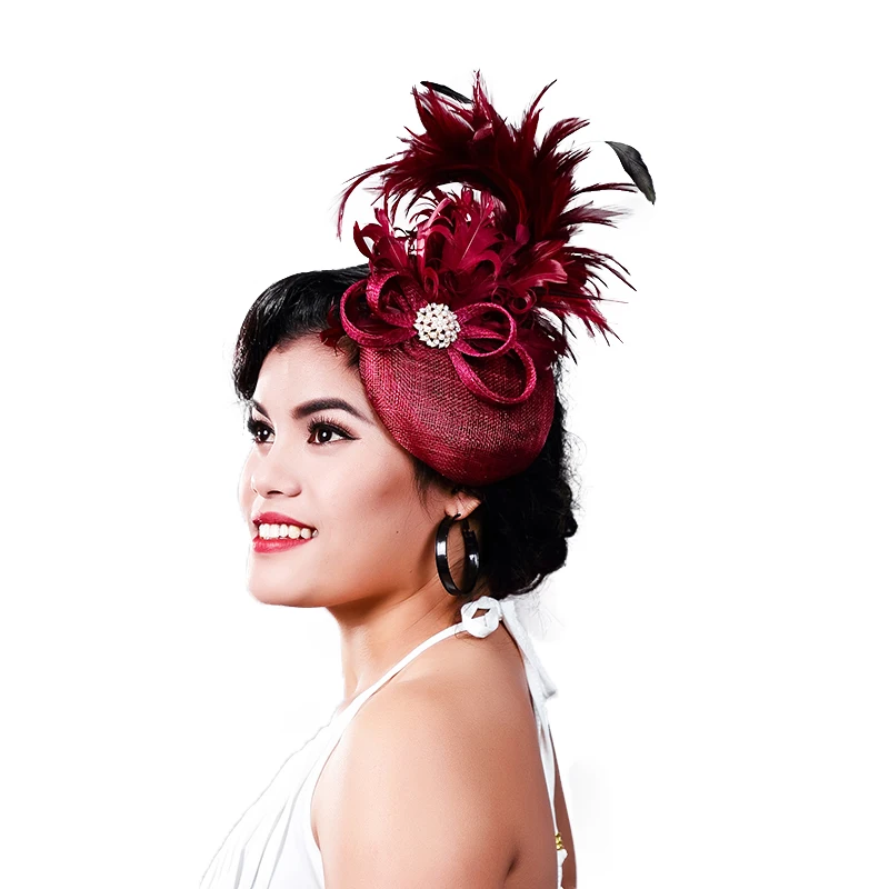 Charming women Flower wine red feather headwear Sinamay bases Fascinators Hats Rhinestone Hair Accessories hairpins 17 colors
Charming women Flower wine red feather headwear Sinamay bases Fascinators Hats Rhinestone Hair Accessories hairpins 17 colors