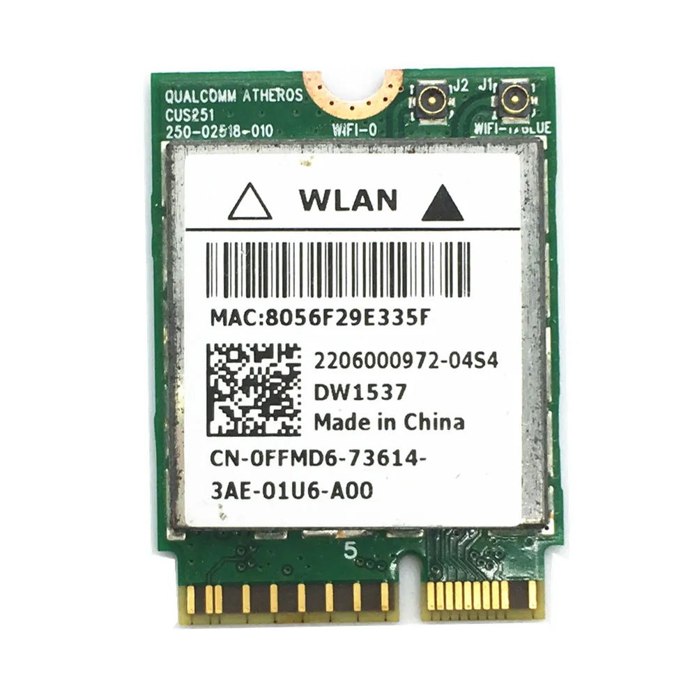 DW1537 Atheros QCSNFA282 802.11 a/b/g/n WIFI 300M Support Bluetooth 4.0 M.2 Card for Dell Venue 11 Pro
DW1537 Atheros QCSNFA282 802.11 a/b/g/n WIFI 300M Support Bluetooth 4.0 M.2 Card for Dell Venue 11 Pro