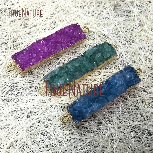 10Pcs Random Color Druzy Crystal Connector Gold Plating Rectangle Double Bail Pendant Approx 40x10mm PC1034
10Pcs Random Color Druzy Crystal Connector Gold Plating Rectangle Double Bail Pendant Approx 40x10mm PC1034