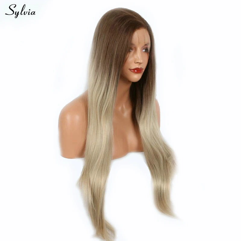 Sylvia Natural Brown Wig Ombre Blonde Two Tone Straight Long Synthetic Hair Free Part Natural Hairline Handmade Lace Front Wigs
Sylvia Natural Brown Wig Ombre Blonde Two Tone Straight Long Synthetic Hair Free Part Natural Hairline Handmade Lace Front Wigs