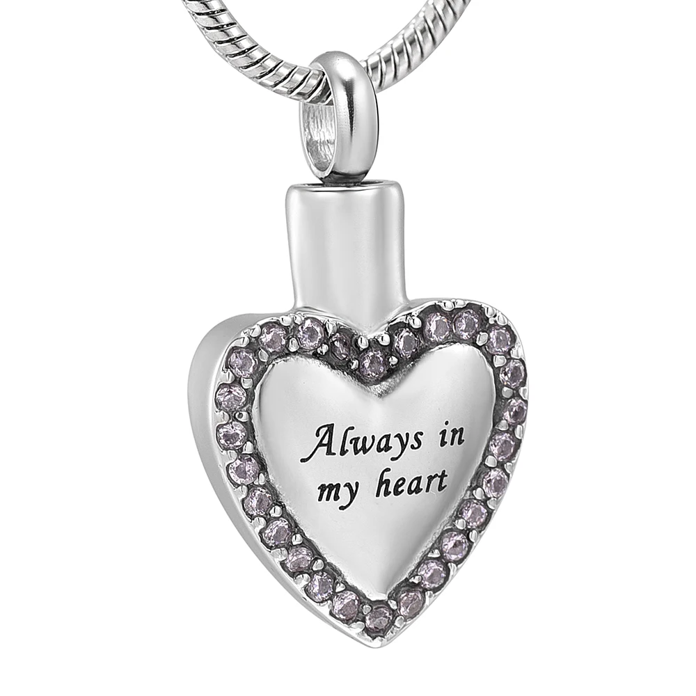 "Always in my heart" Engraved Memorial Urn Pendants Necklace Stainless Steel Heart Cremation Keepsake Jewelry Gift For Women
"Always in my heart" Engraved Memorial Urn Pendants Necklace Stainless Steel Heart Cremation Keepsake Jewelry Gift For Women