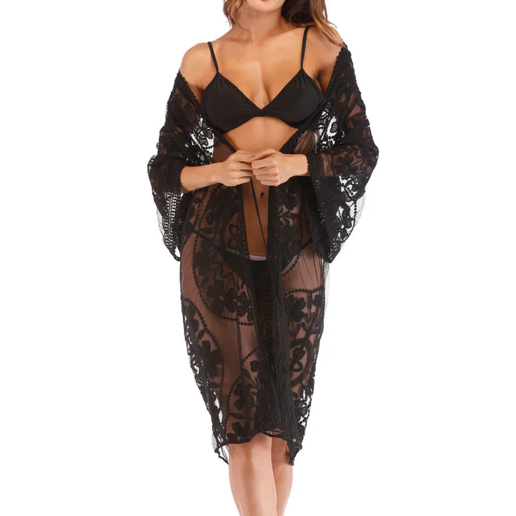2019 Summer Women Lace Solid Bikini Cover Up Cardigan Perspective Beach Dress Long Sleeves Swimwear Women Beachwear Swimsuit
2019 Summer Women Lace Solid Bikini Cover Up Cardigan Perspective Beach Dress Long Sleeves Swimwear Women Beachwear Swimsuit