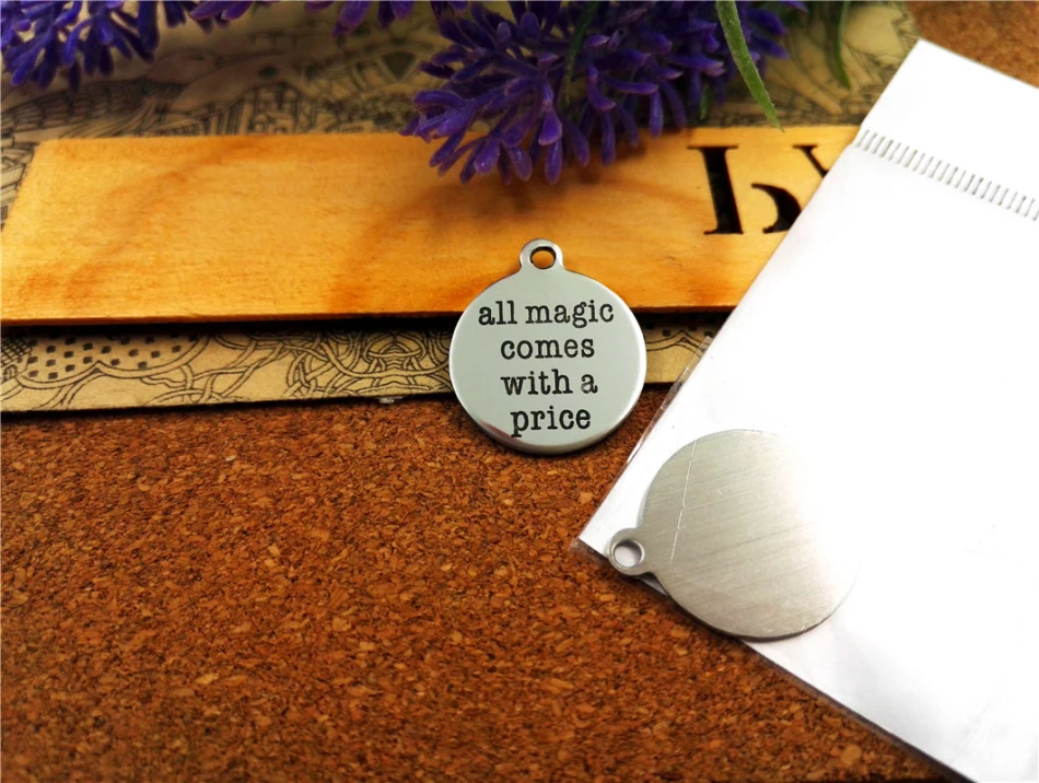 10pcs-stainless steel Charms "all magic comes with a price" DIY Charms Pendants for necklace/bracelet/keychain DIY jewelry
10pcs-stainless steel Charms "all magic comes with a price" DIY Charms Pendants for necklace/bracelet/keychain DIY jewelry