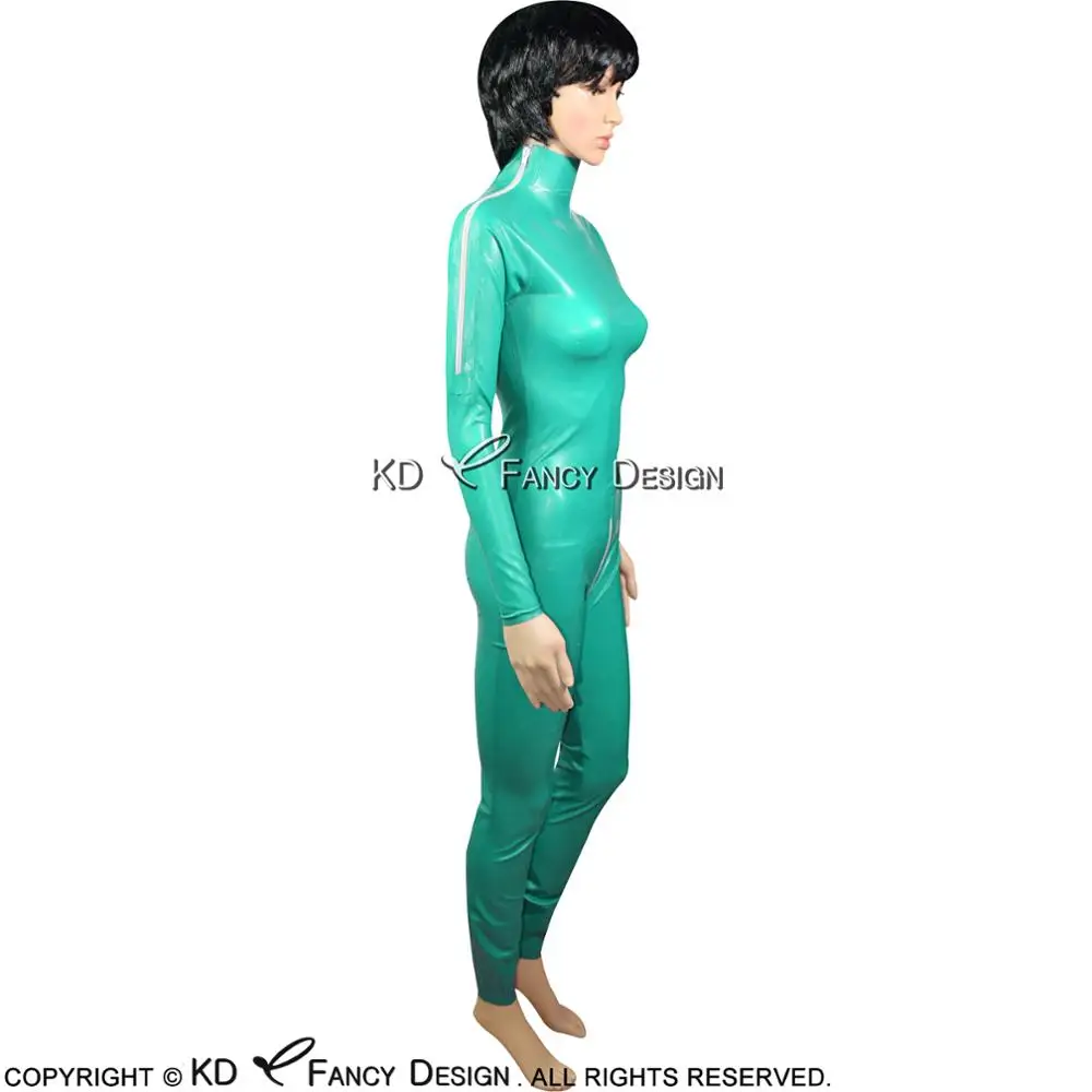 Jade Green Sexy Latex Catsuit With Shoulder Zippers And Crotch Zip Rubber Jumpsuit Body Suit Bodysuit Zentai Overall LTY-0110
Jade Green Sexy Latex Catsuit With Shoulder Zippers And Crotch Zip Rubber Jumpsuit Body Suit Bodysuit Zentai Overall LTY-0110