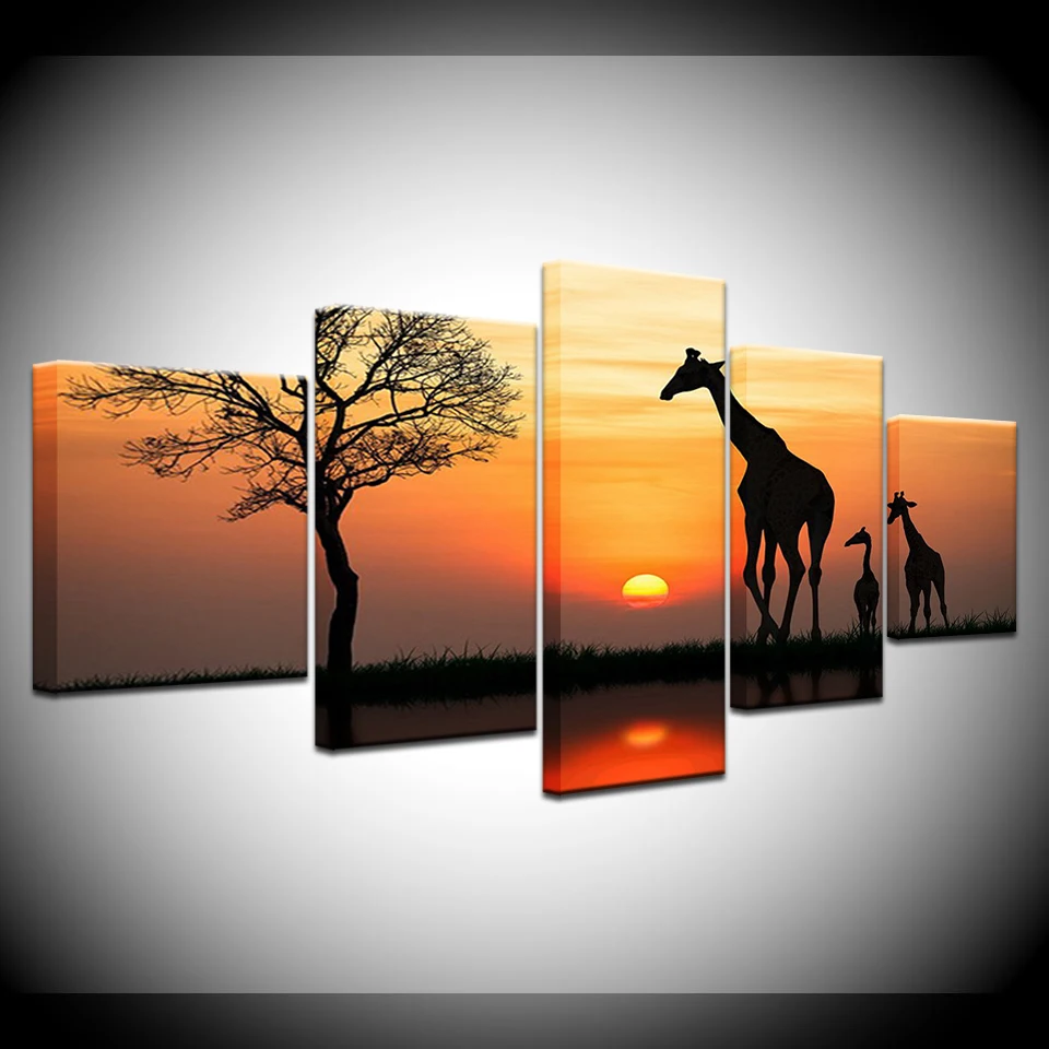 Abstract Canvas Art Poster Style 5 Panel Giraffes Wall Sunset Landscape Pictures For Living Room Cuadros Modern Decor Paintings
Abstract Canvas Art Poster Style 5 Panel Giraffes Wall Sunset Landscape Pictures For Living Room Cuadros Modern Decor Paintings