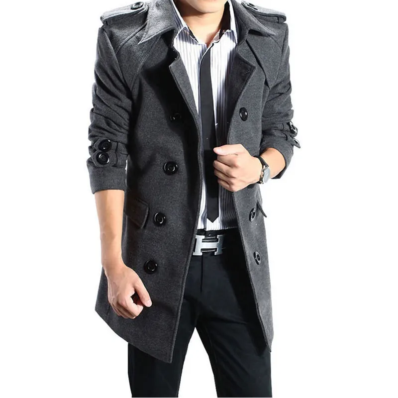 High Quality Urban Wool Blend Coat Trench Coat Men's Winter Long Double Breasted Wool Thick Solid Color Warm Slim Stand Collar
High Quality Urban Wool Blend Coat Trench Coat Men's Winter Long Double Breasted Wool Thick Solid Color Warm Slim Stand Collar