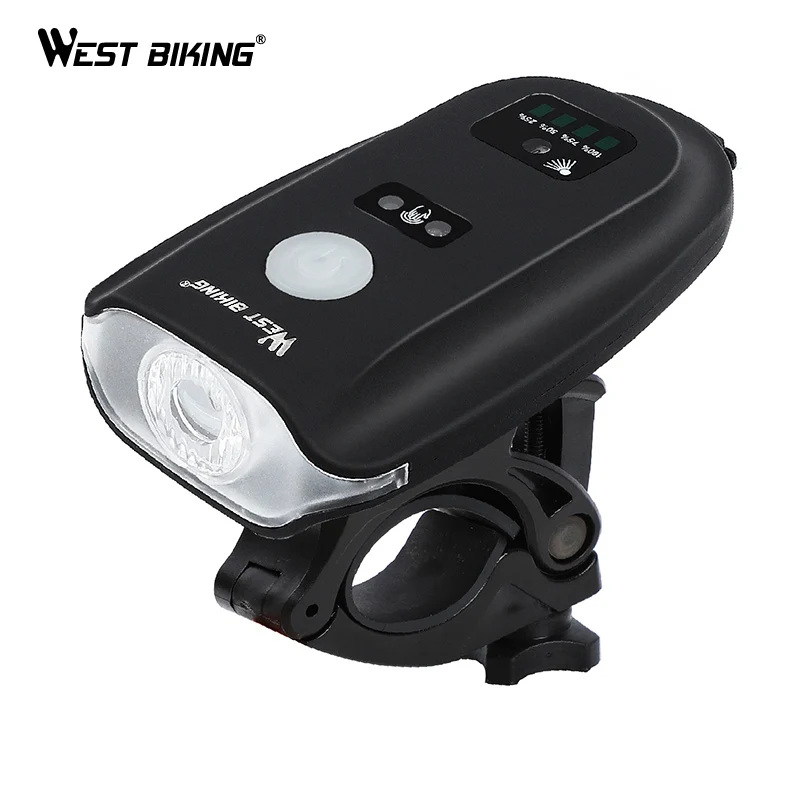 WEST BIKING 350lm велосипедный передний свет 1200 мАч индукционный фонарик USB