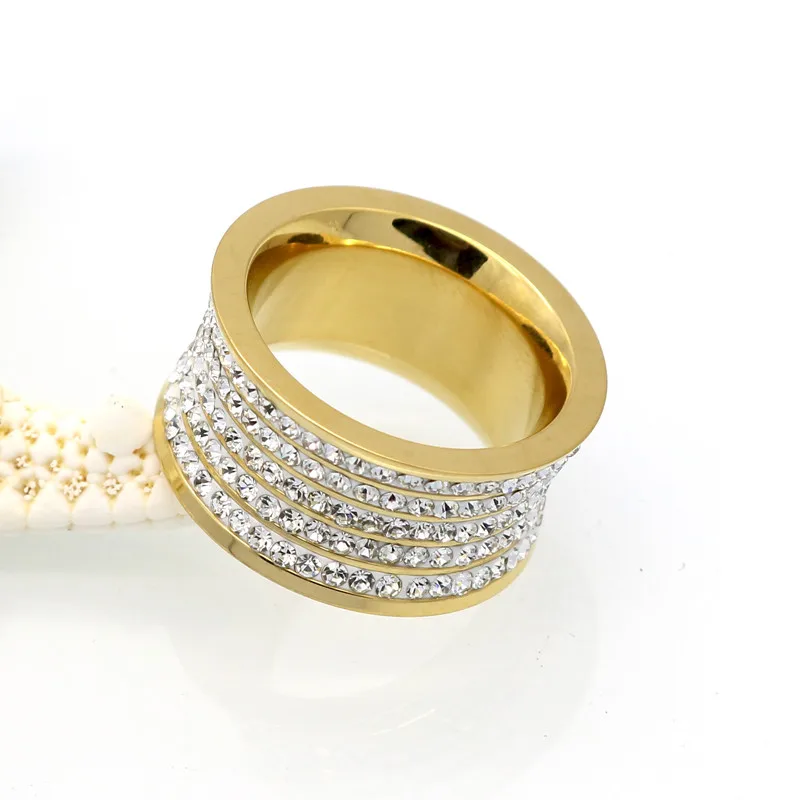 Кольцо обручальное из титановой стали 5 рядов с цирконом|wedding rings|titanium steelring wedding |
