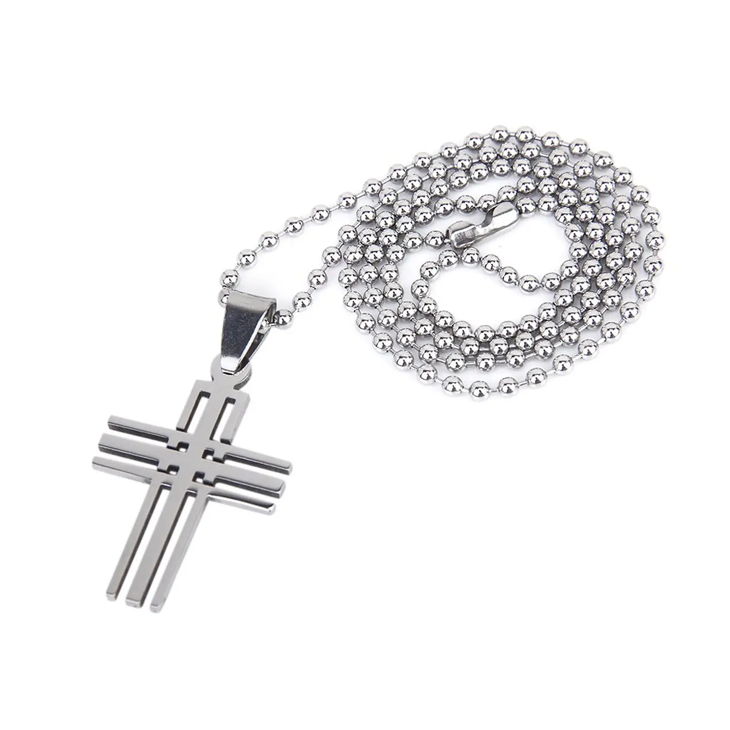 Фото Мужская цепочка из нержавеющей стали с крестиком и шариком|chain necklace|cross pendantstainless