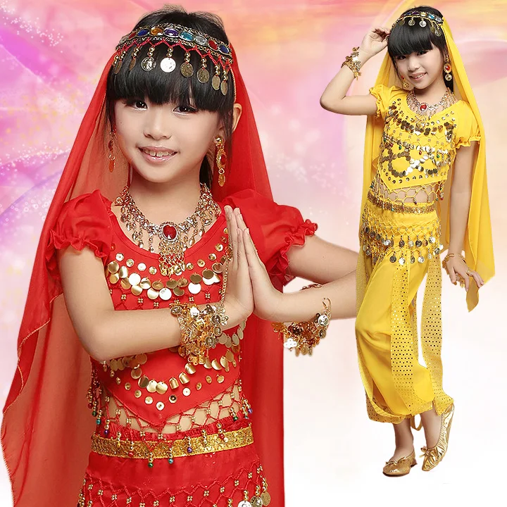 

Детские костюмы для восточных танцев, индийские платья для девочек, индийская танцевальная одежда для танца живота
