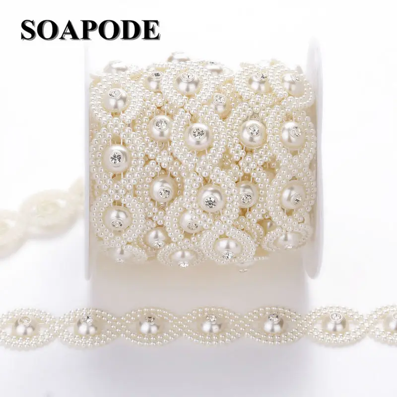SOAPODE 20mm 5yards Beaded Pearl Clear Crystal Rhinestones Chain Applique Sewing Trim For Wedding Dress/Bags pearl chain
SOAPODE 20mm 5yards Beaded Pearl Clear Crystal Rhinestones Chain Applique Sewing Trim For Wedding Dress/Bags pearl chain