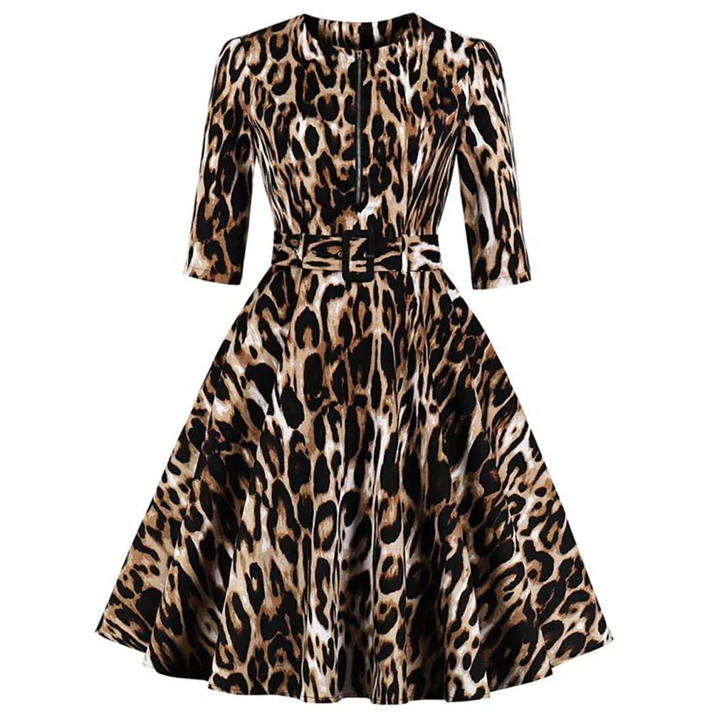 Women Leopard Dress Robe Sexy Elegant Spring Print Vintage Woman Dress Half Sleeve Female 50s Retro Swing Casual Party Dresses
Women Leopard Dress Robe Sexy Elegant Spring Print Vintage Woman Dress Half Sleeve Female 50s Retro Swing Casual Party Dresses