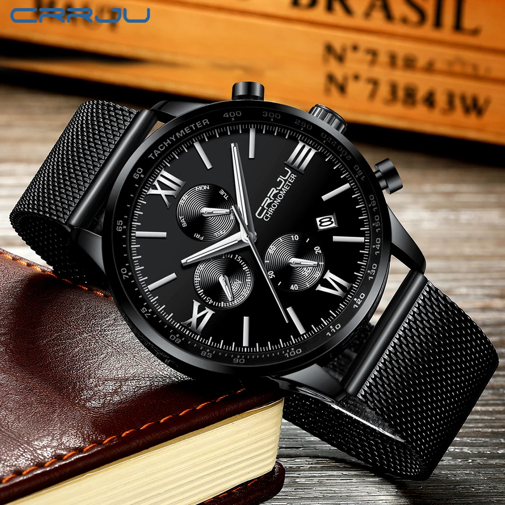 Mens Watches Top Brand Luxury CRRJU Leather Men Watch Chronograph And Calendar Quartz Wristwatch For Man Male Clock Montre Homme
Mens Watches Top Brand Luxury CRRJU Leather Men Watch Chronograph And Calendar Quartz Wristwatch For Man Male Clock Montre Homme