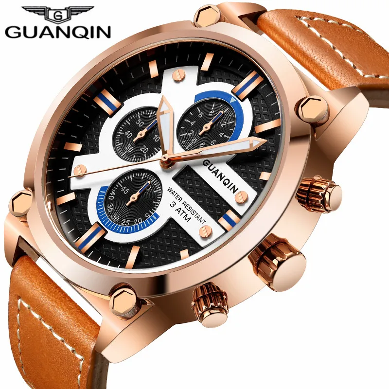 Relogio masculino GUANQIN Марка Часы Для мужчин Военная Униформа спортивный хронограф