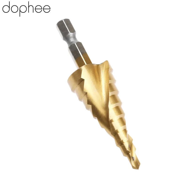 dophee 4-20mm Woodworking Power Tools Spiral Flute HSS Step Cone Titanium Drill Bits Tool Hole Cutter Kits Hex Spiral Step 1PC
dophee 4-20mm Woodworking Power Tools Spiral Flute HSS Step Cone Titanium Drill Bits Tool Hole Cutter Kits Hex Spiral Step 1PC