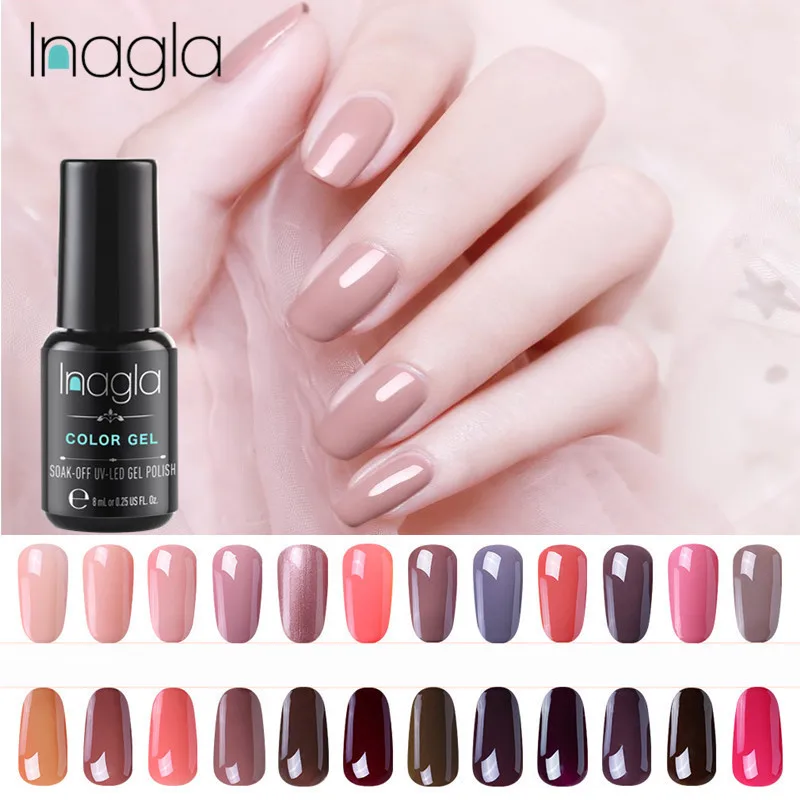 Inagla Nude Series 32 цвета хит продаж 8 мл Гель лак для ногтей УФ светодиодный дизайн
