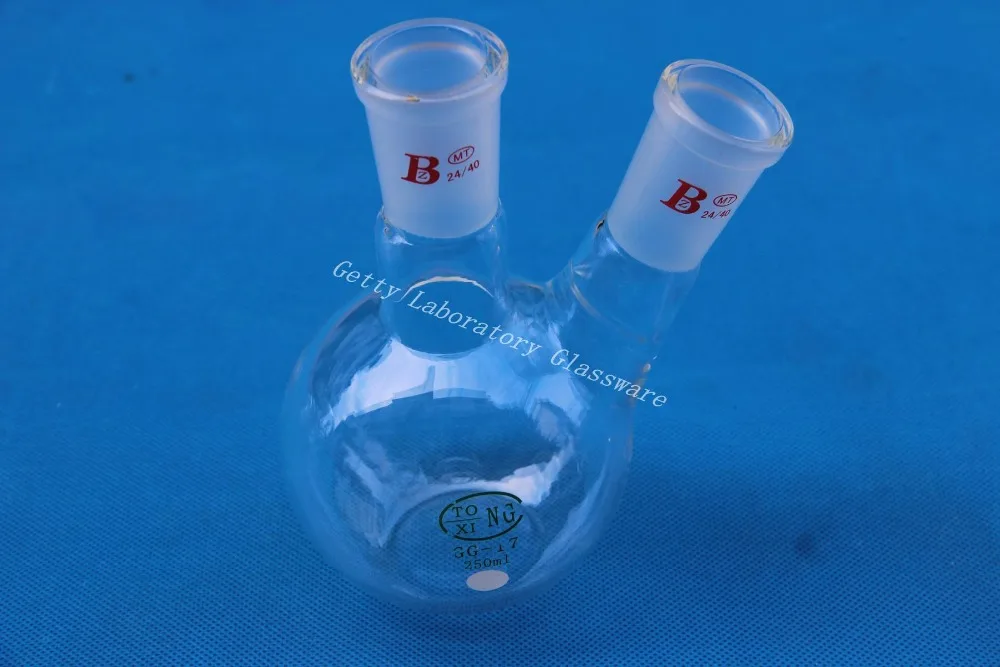 250ml 2-neck (two-neck) flat bottom boil flask,24/40, heavy wall (Borosilicate Glass
250ml 2-neck (two-neck) flat bottom boil flask,24/40, heavy wall (Borosilicate Glass