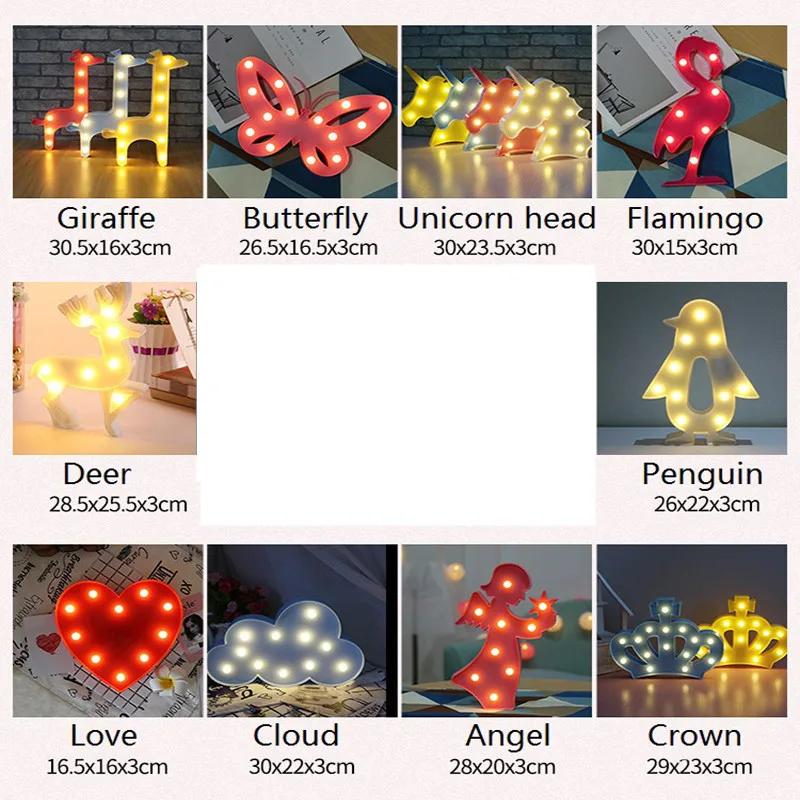 LED Table Night Light Animal Marquee Star Heart Flamingo Pineapple Christmas Coconut Tree Home Party Decoration 3D Desk Lamp
LED Table Night Light Animal Marquee Star Heart Flamingo Pineapple Christmas Coconut Tree Home Party Decoration 3D Desk Lamp