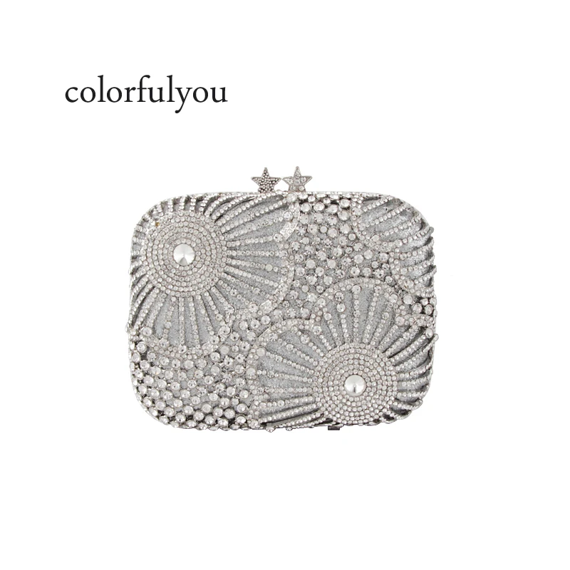 Shining Diamonds Handbag women silver Flower Pattern clutch bag with Star buckle Chain mini shoulder Bag for ladies Dinner Bag
Shining Diamonds Handbag women silver Flower Pattern clutch bag with Star buckle Chain mini shoulder Bag for ladies Dinner Bag