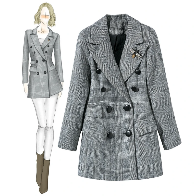 Plus Size Gray Hand Bee Embroidery Woolen Coat Women Double Breasted Slim Cotton Type Female Autumn Winter 2020 Wool Coat Women
Plus Size Gray Hand Bee Embroidery Woolen Coat Women Double Breasted Slim Cotton Type Female Autumn Winter 2020 Wool Coat Women