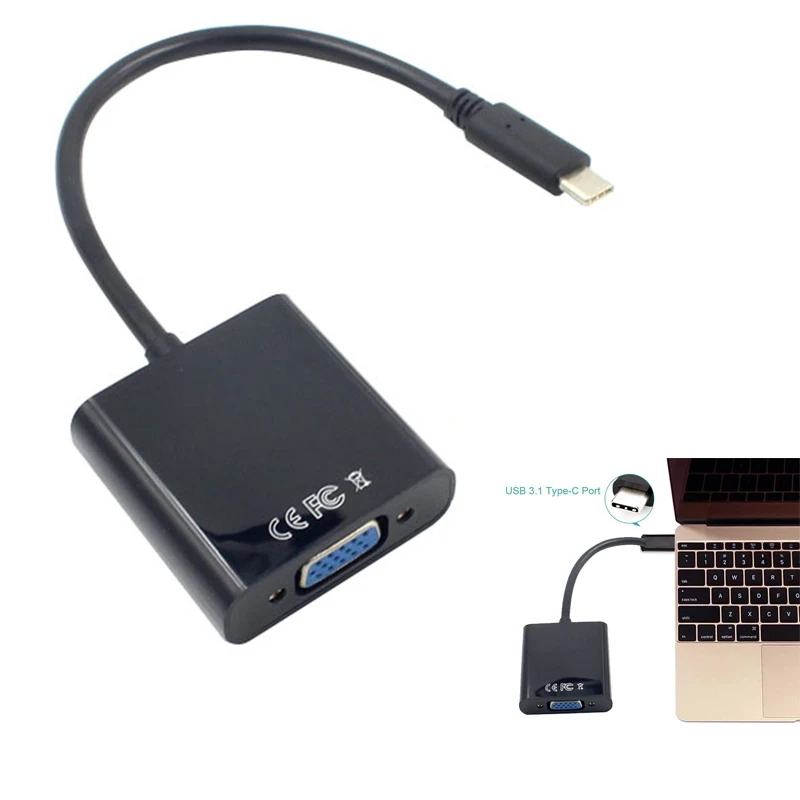 

USB-C USB3.1 Type C для адаптера кабеля VGA штекер для VGA разъем мама конвертер для передачи видео 1080P для 12 дюймов