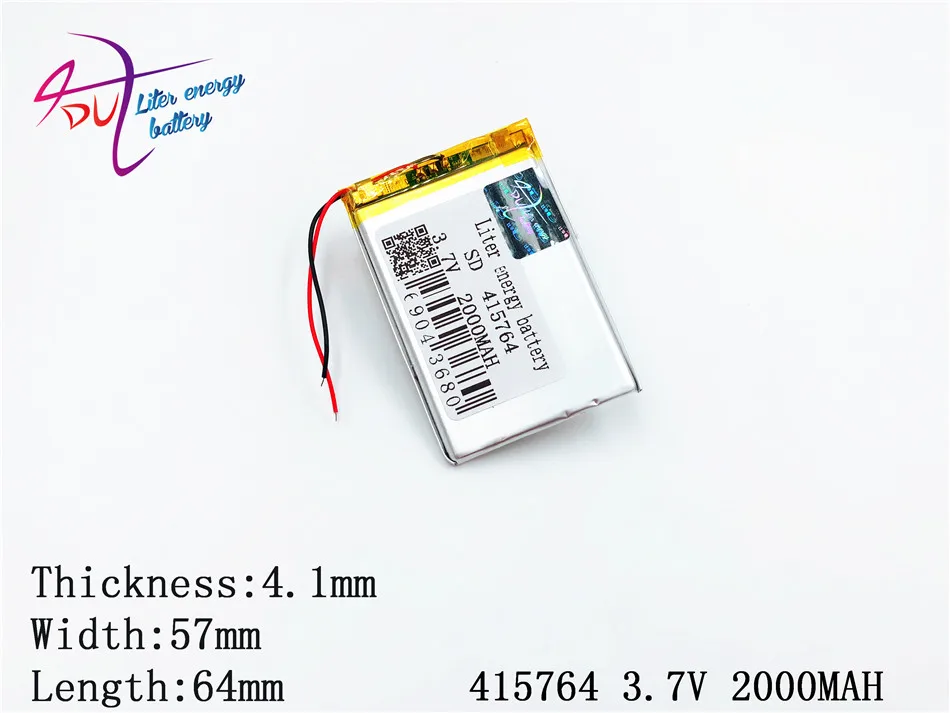 415764 3.7V 2000mah 405565 Polymer Lithium Li-Po Rechargeable Battery For GPS DVD e-book tablet pc power bank
415764 3.7V 2000mah 405565 Polymer Lithium Li-Po Rechargeable Battery For GPS DVD e-book tablet pc power bank